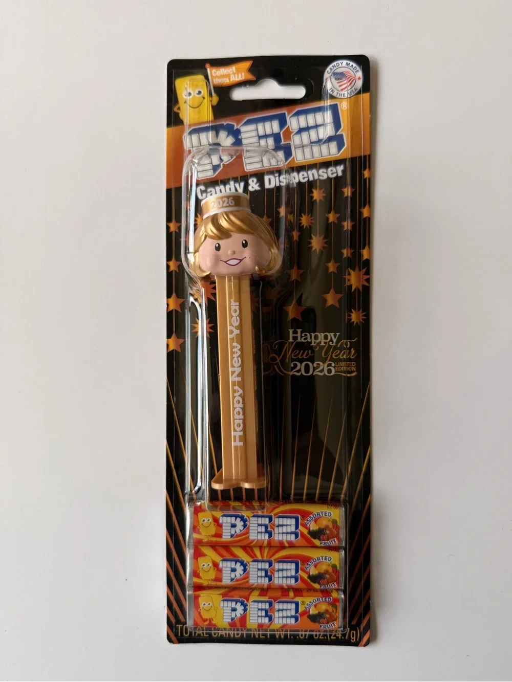 PEZ Presenter Girl Happy New Year 2026 Candy Dispenser Limited Edition